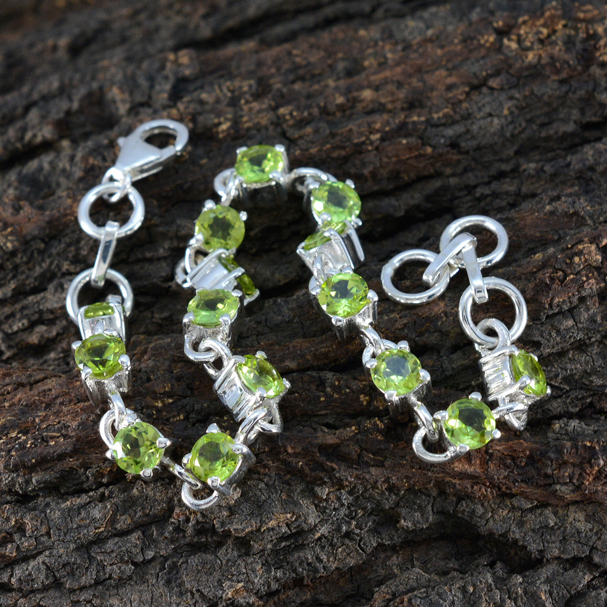 Peridot Siblings Day Featherlight Green 925 Silver Links Bracelet