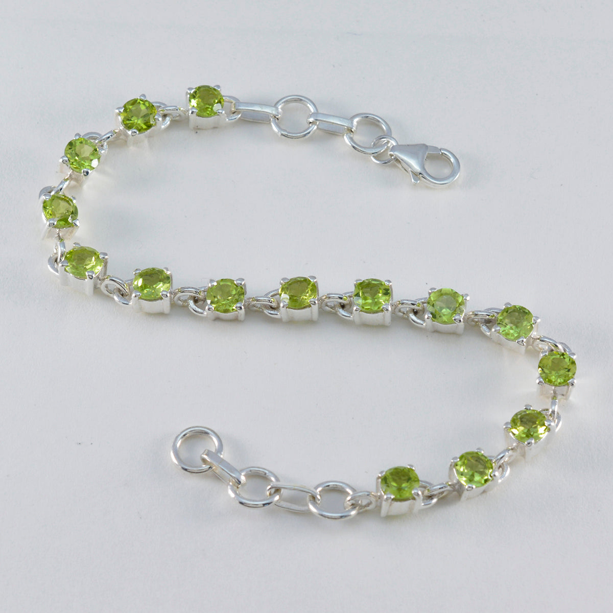 Peridot Siblings Day Featherlight Green 925 Silver Links Bracelet