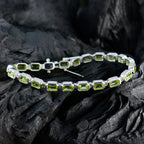 Peridot Silver Week Minimal Green Silver Tennis Bracelet