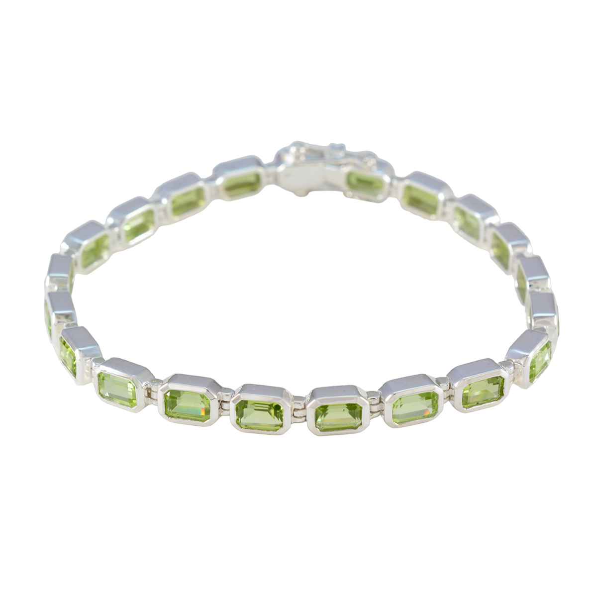 Peridot Silver Week Minimal Green Silver Tennis Bracelet