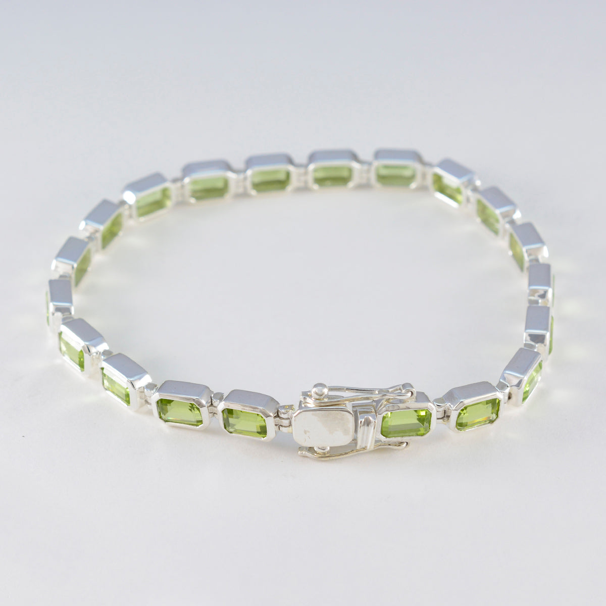 Peridot Silver Week Minimal Green Silver Tennis Bracelet