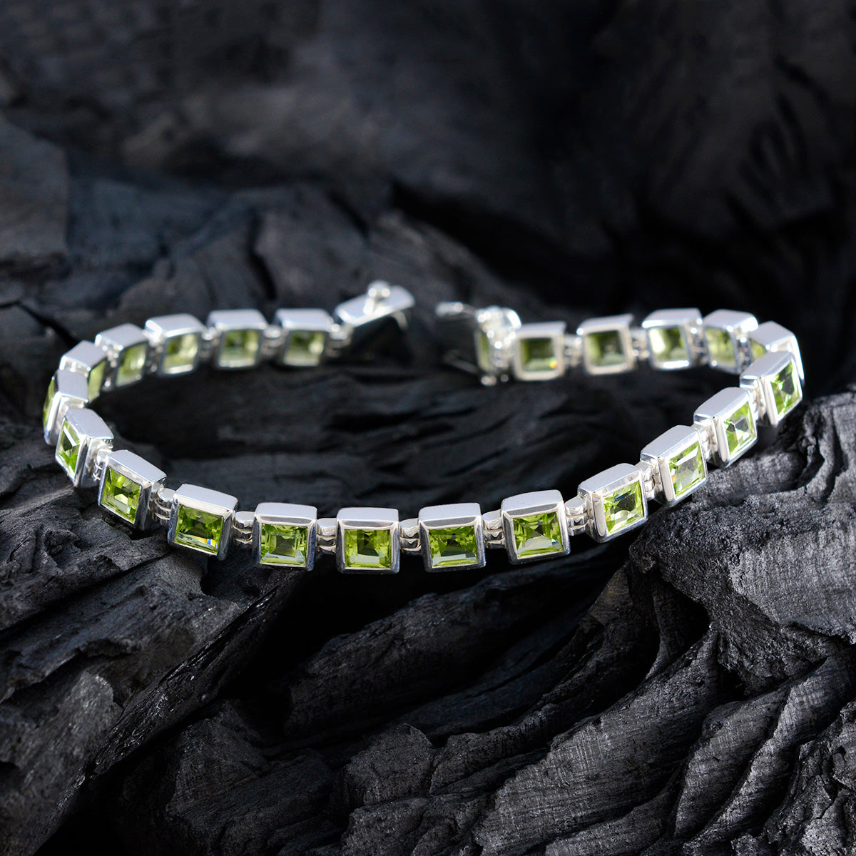 Peridot Single’s Day Classic Green Sterling Silver Tennis Bracelet