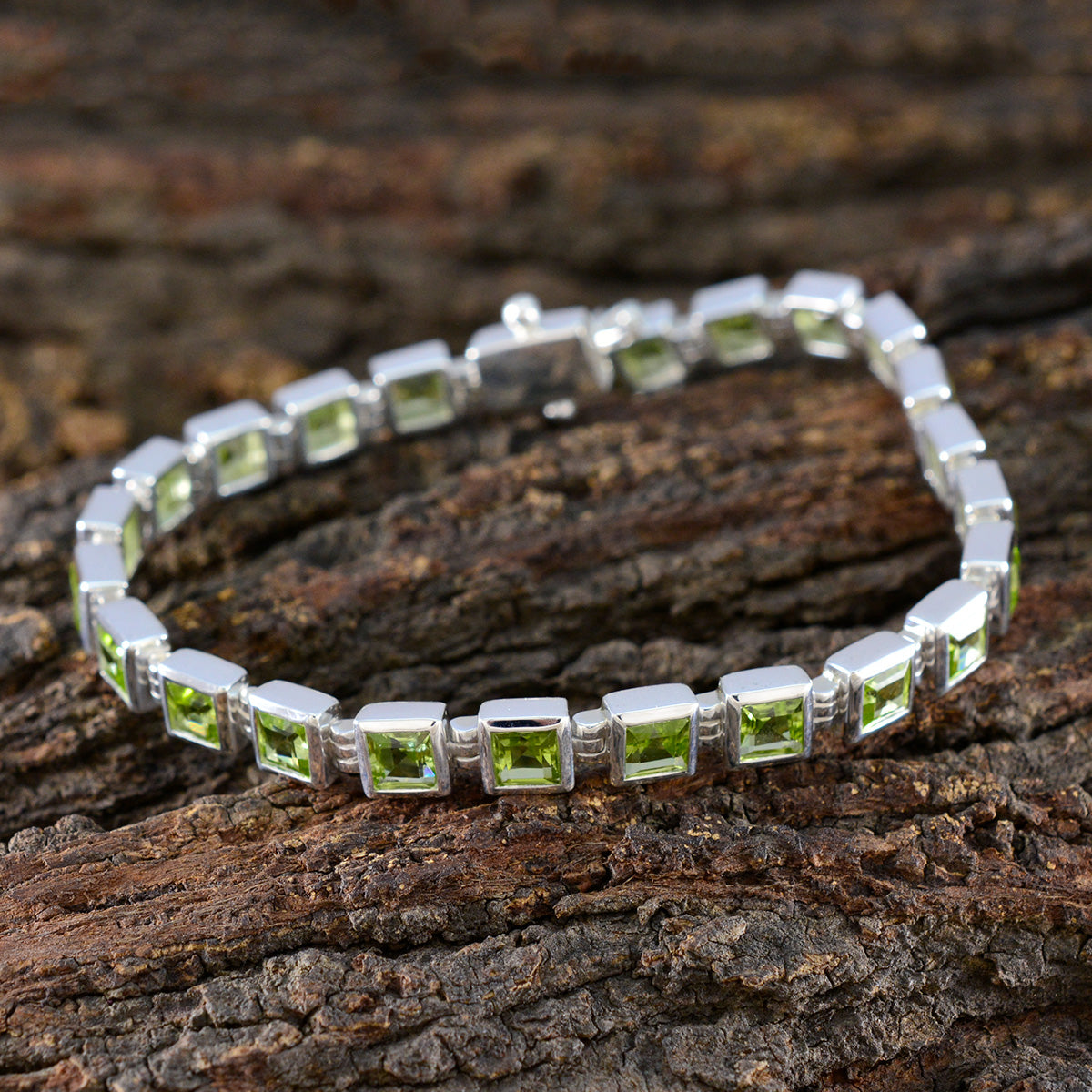 Peridot Single’s Day Classic Green Sterling Silver Tennis Bracelet