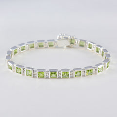 Bracelet tennis classique en argent sterling vert péridot pour la journée des célibataires
