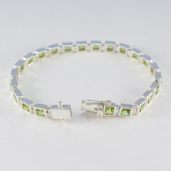 Bracelet tennis classique en argent sterling vert péridot pour la journée des célibataires