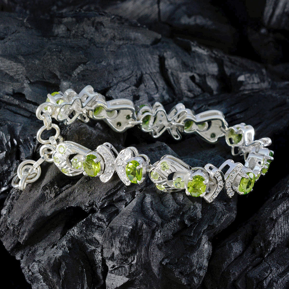 Peridot Singles Day Versatile Green 925 Silver Links Bracelet