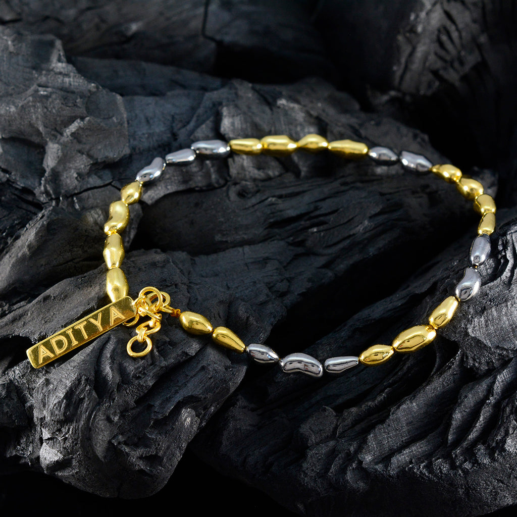 Plain Small Business Saturday Minimal Gold 925 Silver Links Bracelet