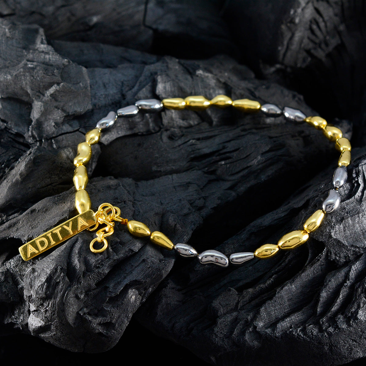 Plain Small Business Saturday Minimal Gold 925 Silver Links Bracelet