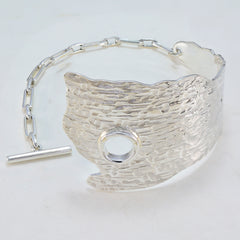 Bracelet manchette en argent 925, motif Moment Spécial, uni et audacieux
