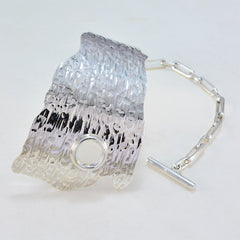 Bracelet manchette en argent 925, motif Moment Spécial, uni et audacieux