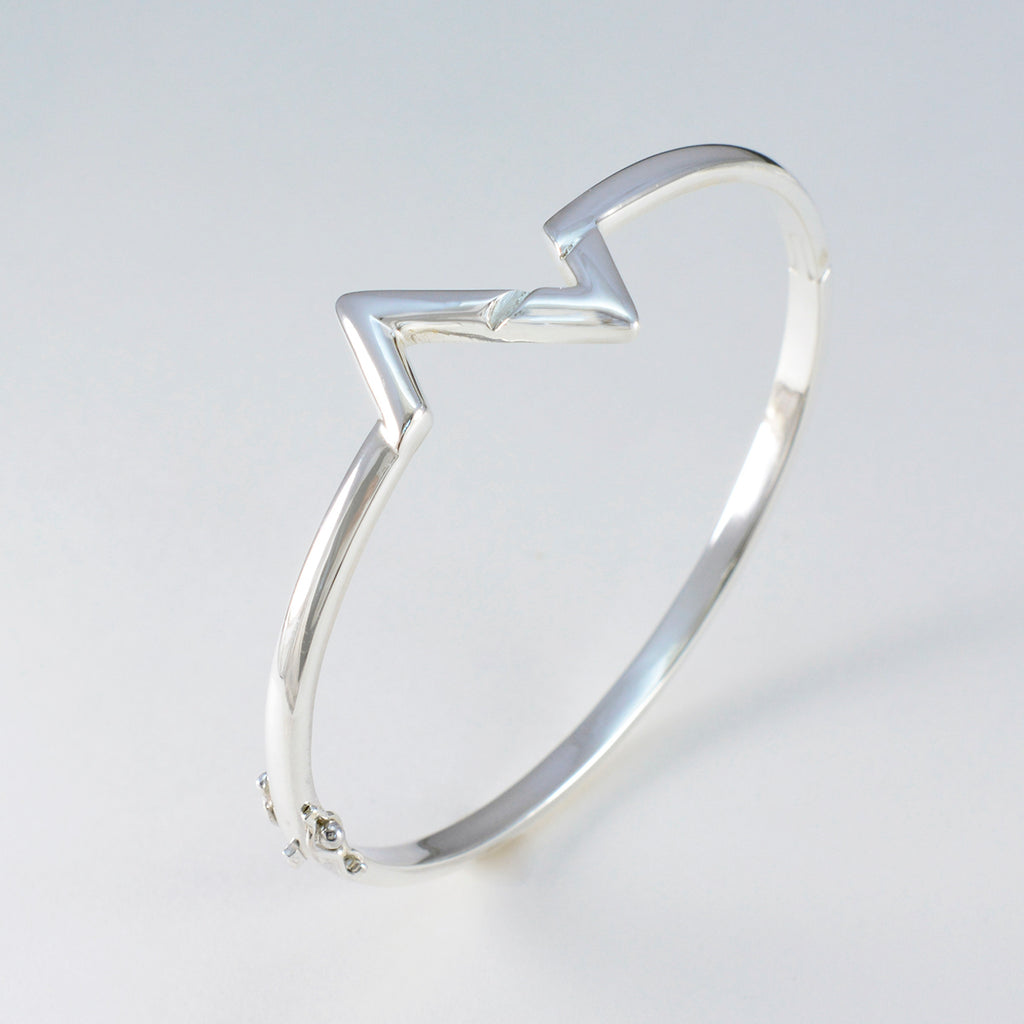 Plain Spring Bank Holiday Minimal Silver Silver Hinged Bangle Bracelet