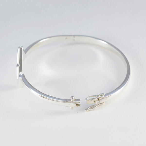 Plain Spring Bank Holiday Minimal Silver Silver Hinged Bangle Bracelet