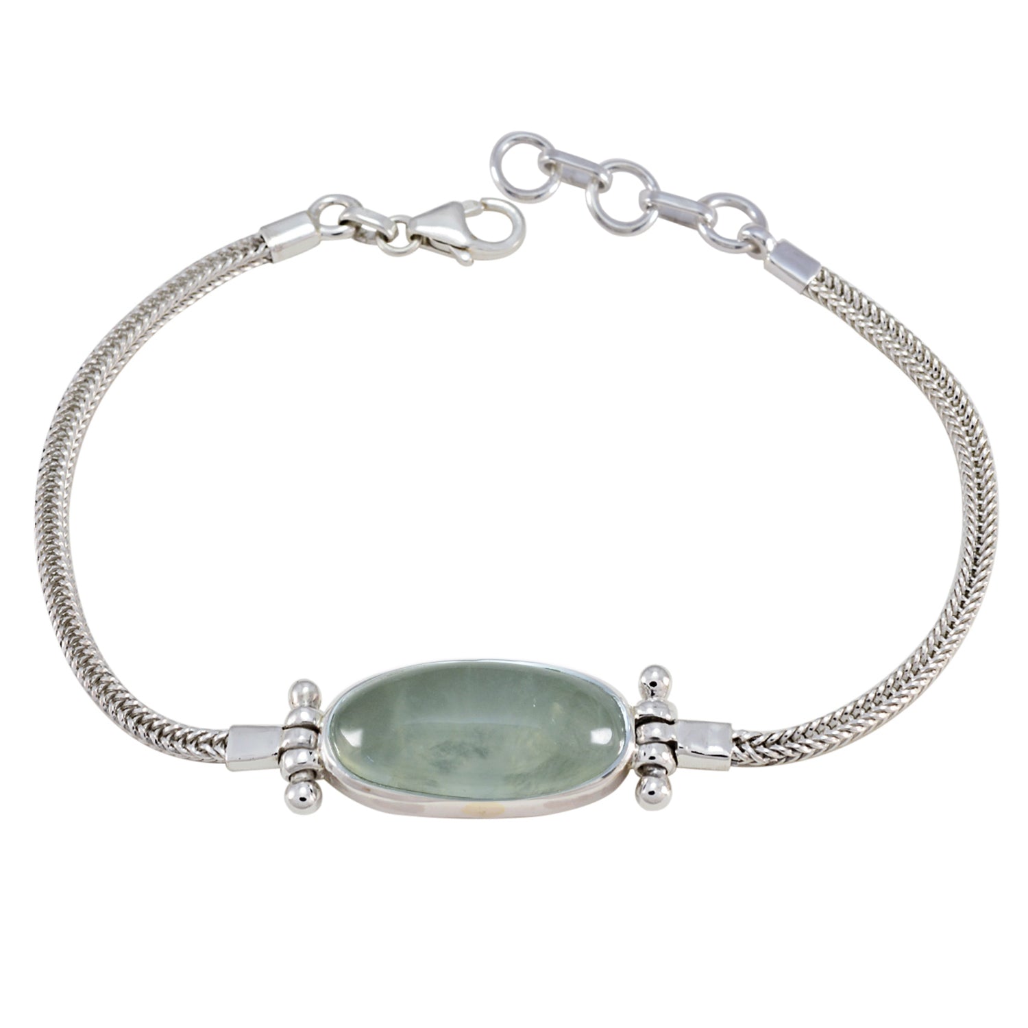Prehnite Spring Racing Carnival Featherlight Green Silver Chain Bracelet