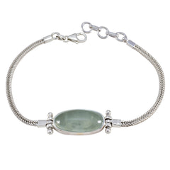 Prehnite Spring Racing Carnival Featherlight Green Silver Chain Bracelet