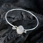 Rainbow Moonstone St Andrew’s Day Whisper-thin White Sterling Silver Hinged Bangle Bracelet