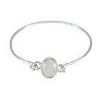 Rainbow Moonstone St Andrew’s Day Whisper-thin White Sterling Silver Hinged Bangle Bracelet