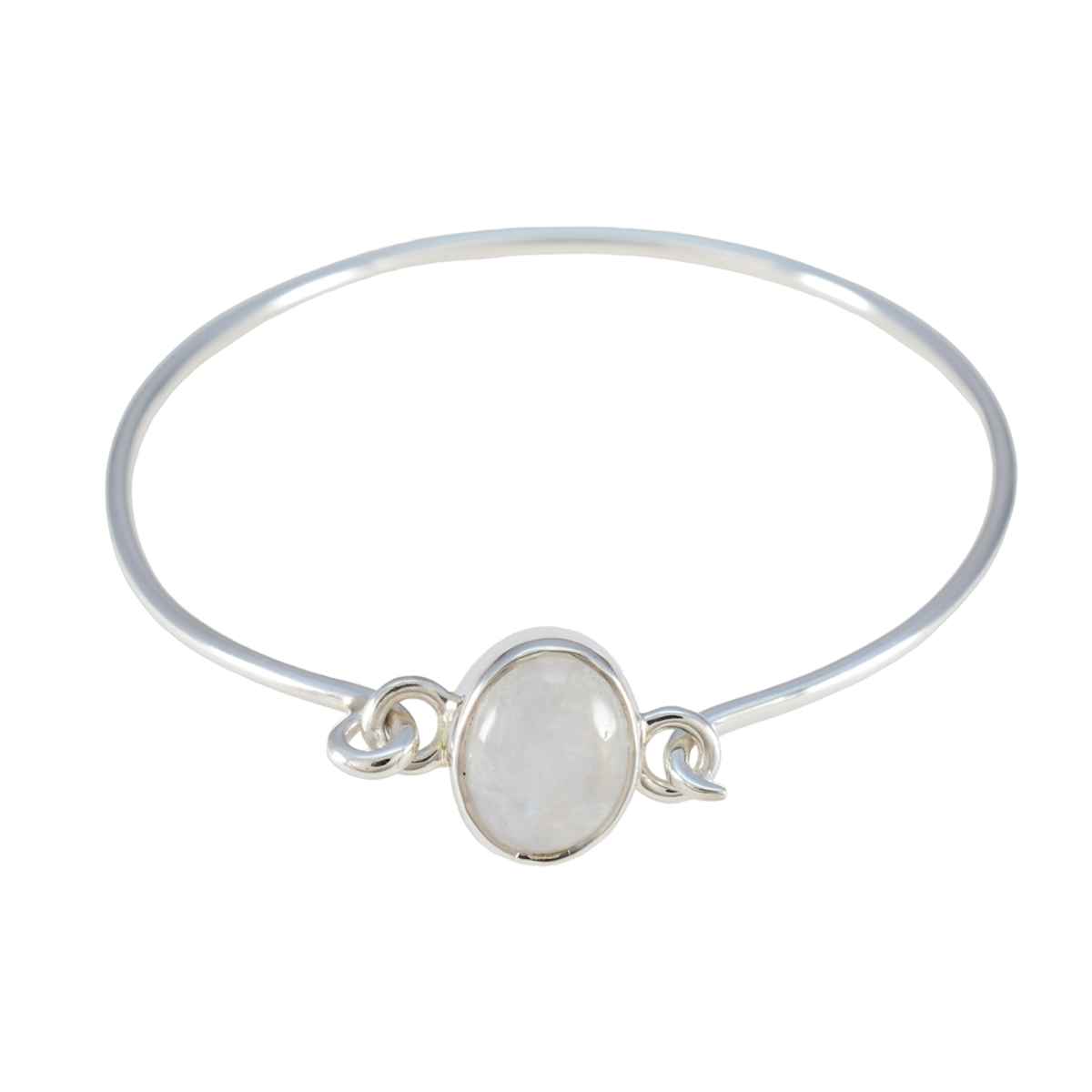 Rainbow Moonstone St Andrew’s Day Whisper-thin White Sterling Silver Hinged Bangle Bracelet
