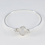 Rainbow Moonstone St Andrew’s Day Whisper-thin White Sterling Silver Hinged Bangle Bracelet