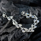 Rainbow Moonstone St David’s Day Whisper-thin White 925 Silver Links Bracelet
