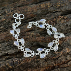 Rainbow Moonstone St David’s Day Whisper-thin White 925 Silver Links Bracelet