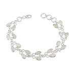 Rainbow Moonstone St David’s Day Whisper-thin White 925 Silver Links Bracelet