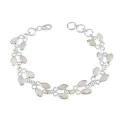 Rainbow Moonstone St David’s Day Whisper-thin White 925 Silver Links Bracelet