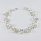 Rainbow Moonstone St David’s Day Whisper-thin White 925 Silver Links Bracelet