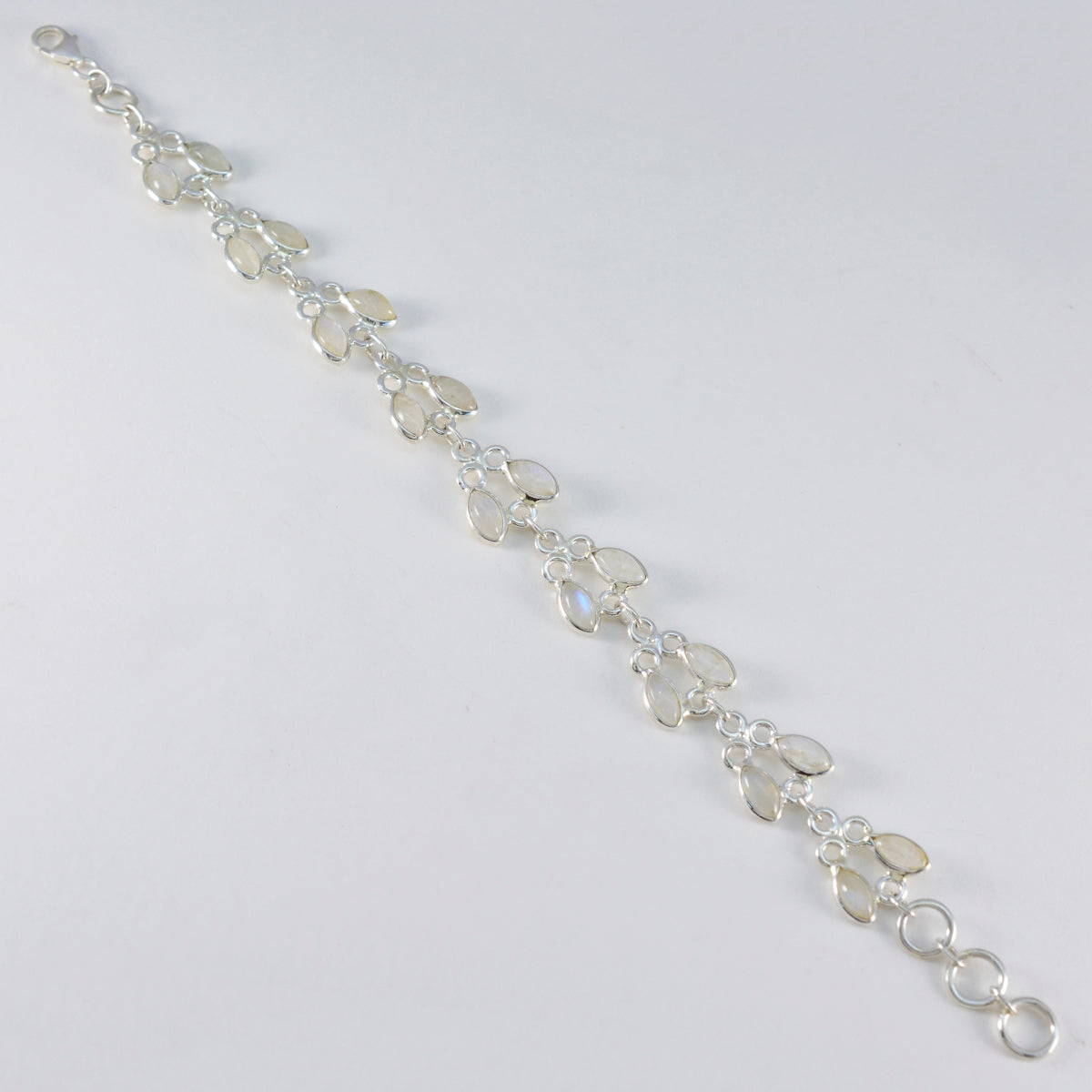 Rainbow Moonstone St David’s Day Whisper-thin White 925 Silver Links Bracelet