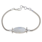 Rainbow Moonstone St George’s Day Featherlight White Silver Chain Bracelet