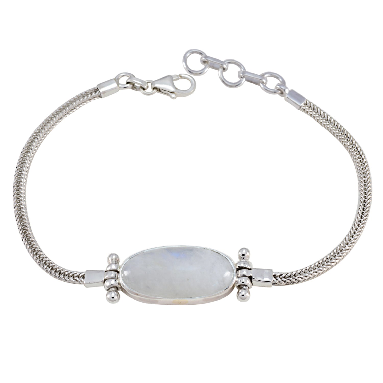 Rainbow Moonstone St George’s Day Featherlight White Silver Chain Bracelet