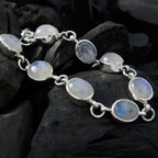 Rainbow Moonstone St Patrick’s Day Tiny White Sterling Silver Links Bracelet