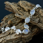 Rainbow Moonstone St Patrick’s Day Tiny White Sterling Silver Links Bracelet