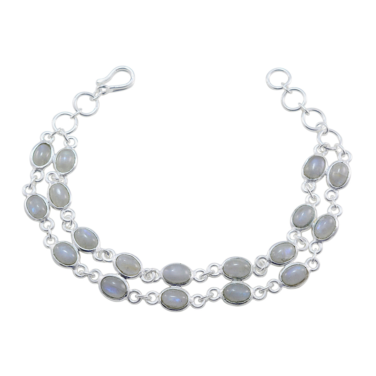 Rainbow Moonstone St. Nicholas’ Day Featherlight White 925 Silver Links Bracelet Hoofdafbeelding
