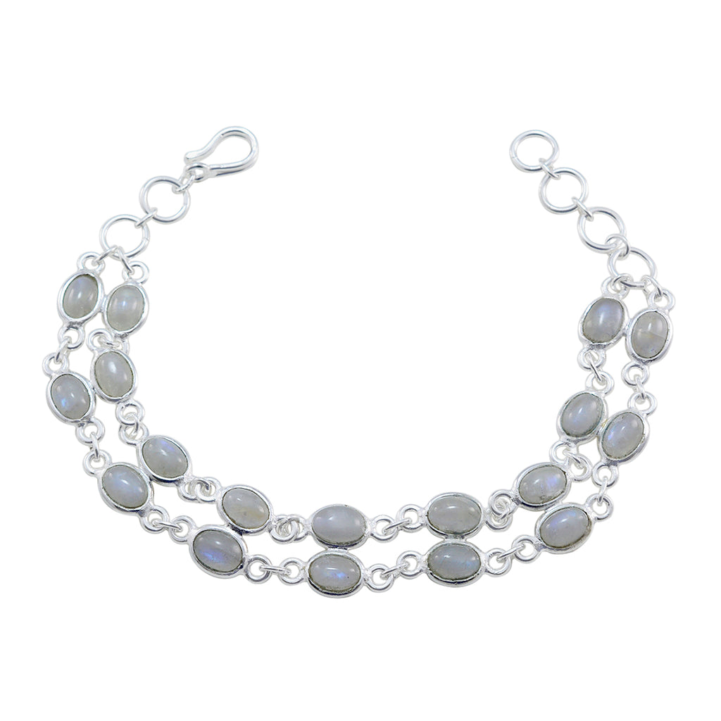 Rainbow Moonstone St. Nicholas’ Day Featherlight White 925 Silver Links Bracelet