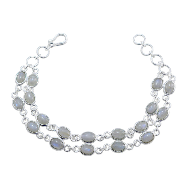 Rainbow Moonstone St. Nicholas’ Day Featherlight White 925 Silver Links Bracelet