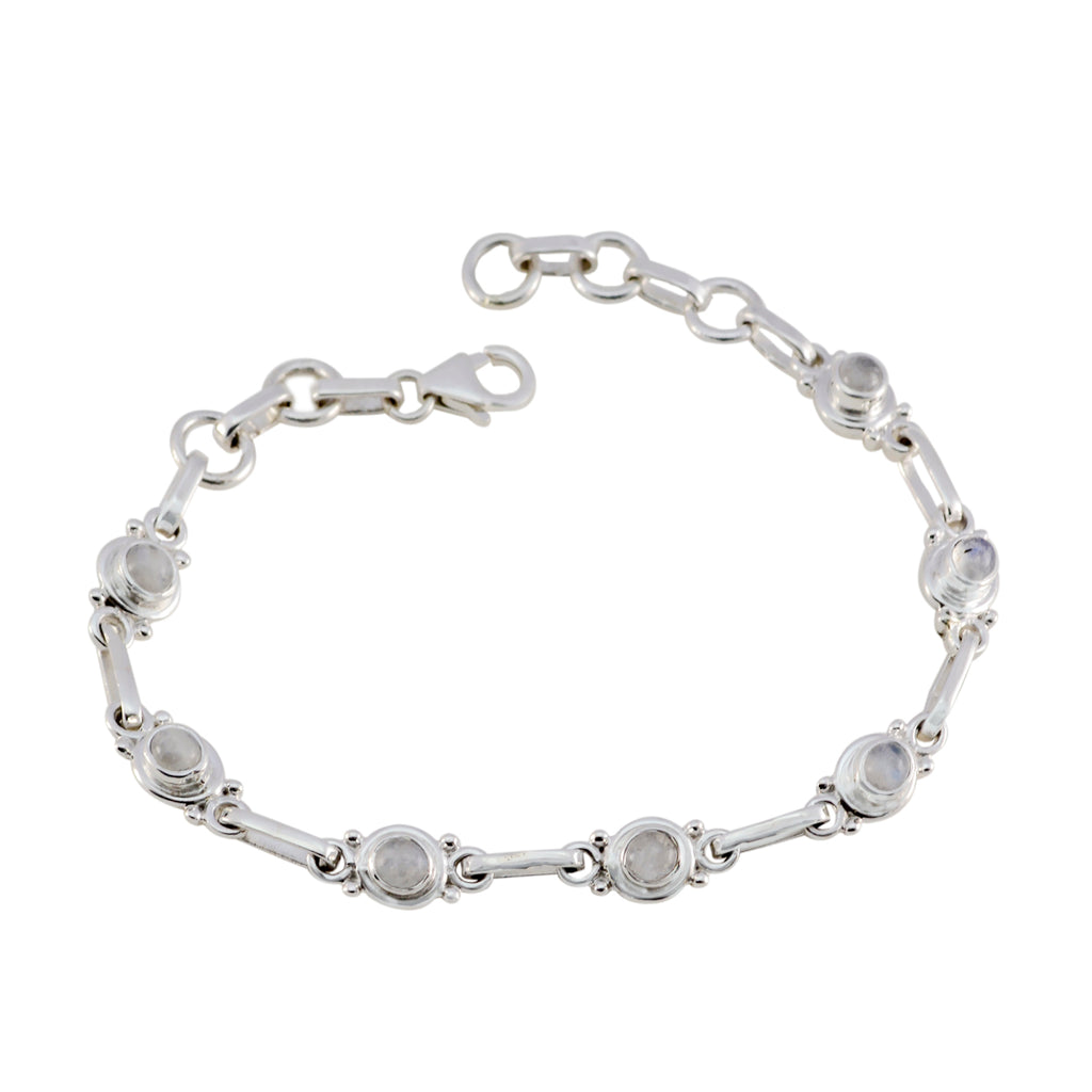 Rainbow Moonstone St. Patrick’s Day Featherlight White Silver Links Bracelet