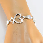 Rainbow Moonstone St. Patrick's Day Featherlight White Sterling Silver Links Bracelet