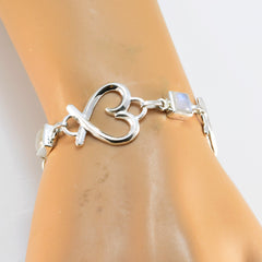 レインボームーンストーン セントパトリックスデー フェザーライト ホワイト スターリングシルバー リンクブレスレット