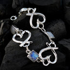 Rainbow Moonstone St. Patrick's Day Featherlight White Sterling Silver Links Bracelet