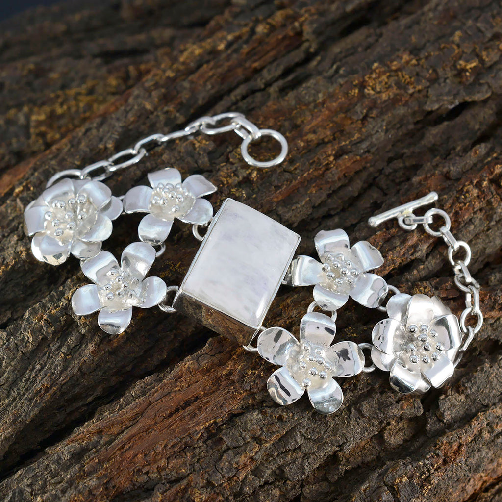 Rainbow Moonstone Star Wars Day Essential White 925 Silver Links Bracelet