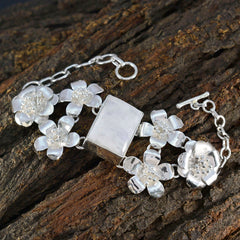 レインボームーンストーン スターウォーズ デイ エッセンシャル ホワイト 925 シルバー リンクブレスレット