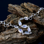 Rainbow Moonstone Start Carnival Season Featherlight White Silver Links Bracelet