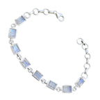 Rainbow Moonstone Start Carnival Season Featherlight White Silver Links Bracelet