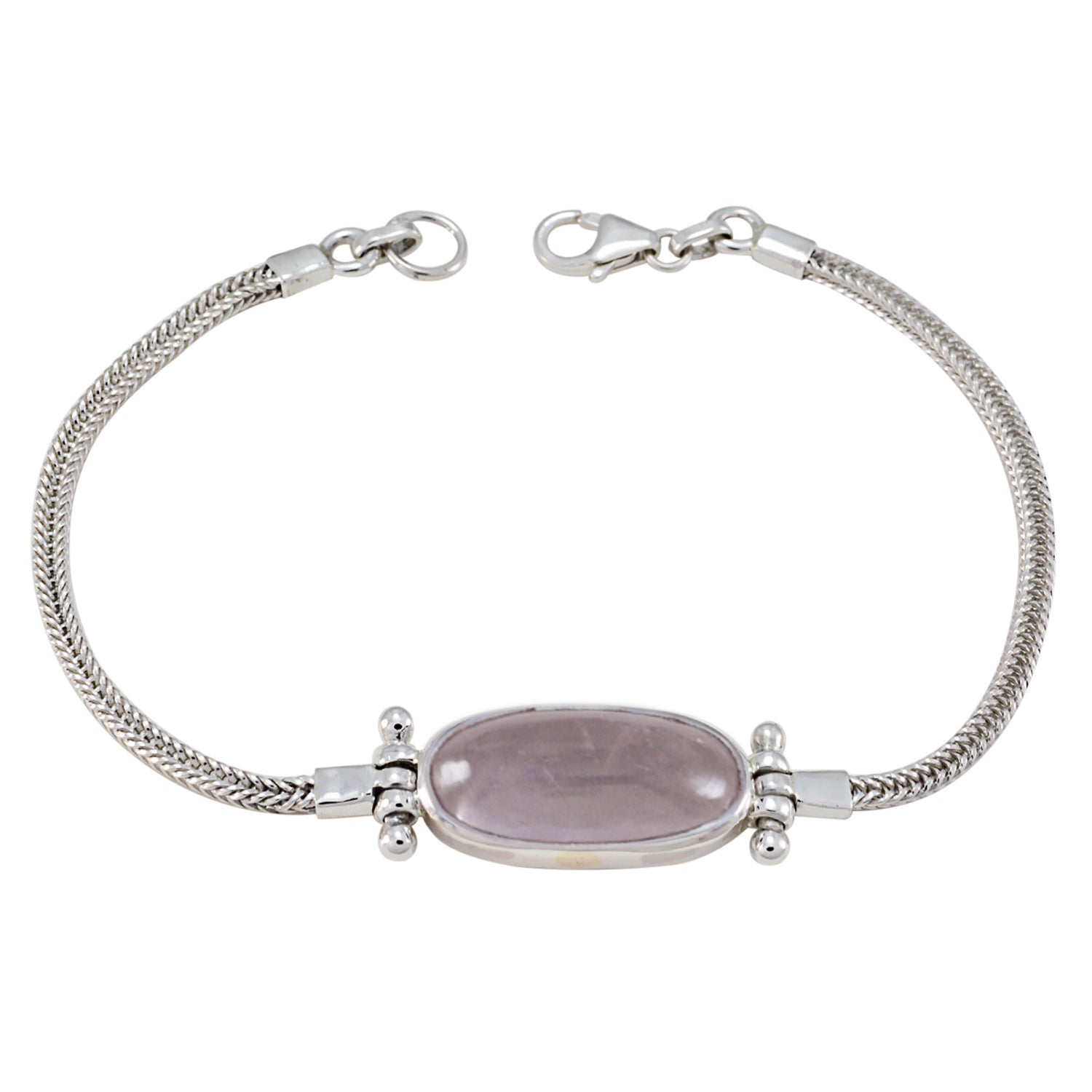 Rose Quartz Summer Bank Holiday Featherlight Pink Sterling Silver Chain Bracelet Image principale du produit