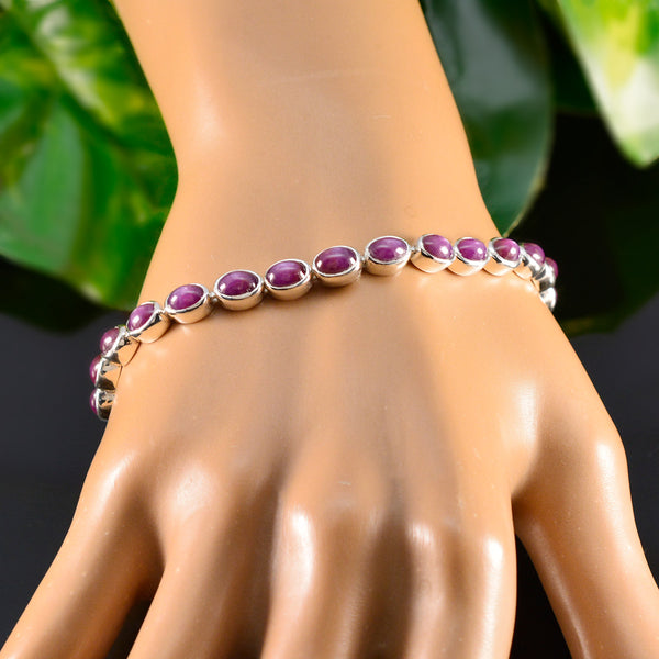 Ruby CZ Summer School Holidays Slim Red 925 Silver Tennis Bracelet