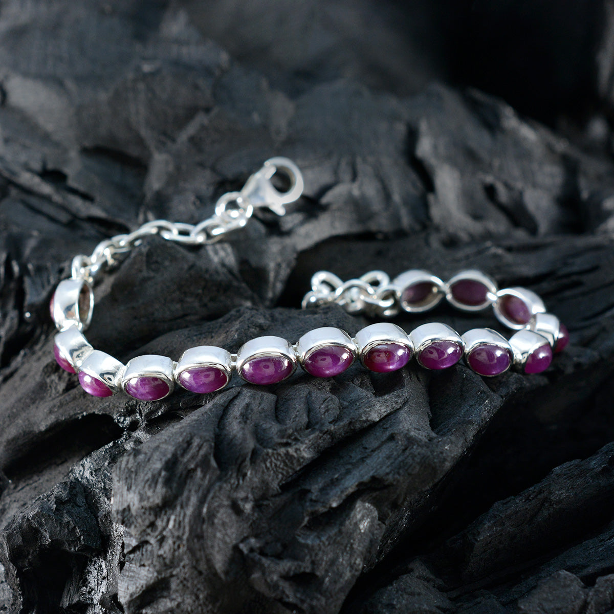 Ruby CZ Summer School Holidays Slim Red 925 Silver Tennis Bracelet