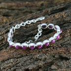 Ruby CZ Summer School Holidays Slim Red 925 Silver Tennis Bracelet