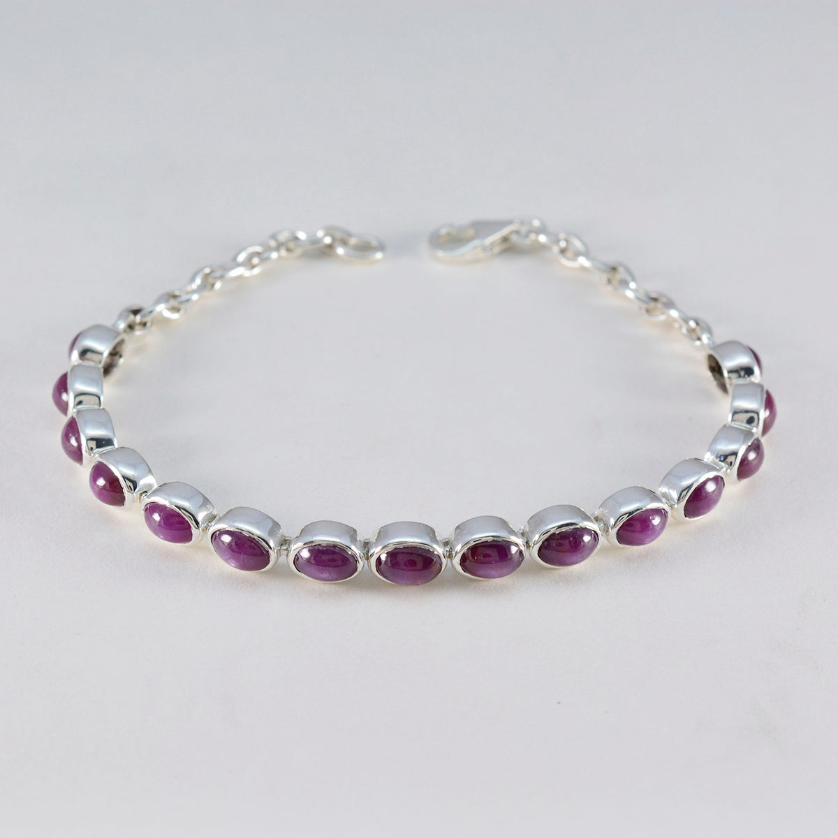 Ruby CZ Summer School Holidays Slim Red 925 Silver Tennis Bracelet
