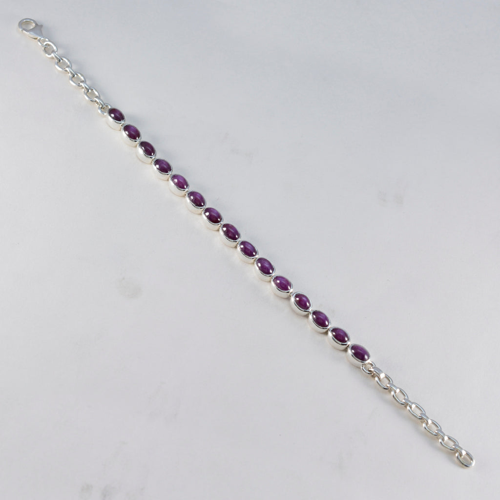 Ruby CZ Summer School Holidays Slim Red 925 Silver Tennis Bracelet