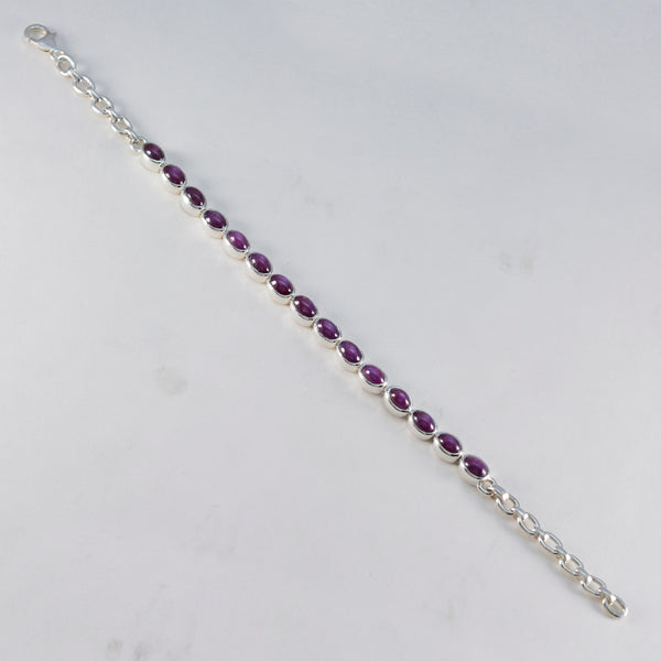 Ruby CZ Summer School Holidays Slim Red 925 Silver Tennis Bracelet